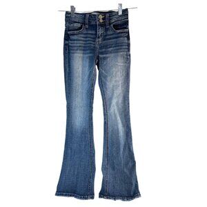 BKE Youth Girls  Jeans 5 Pocket Distressed Whiskering Med Wash Boot Cut Size 12
